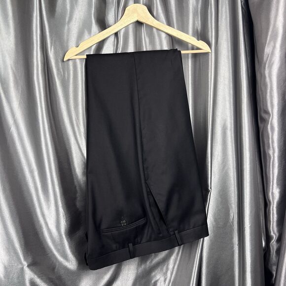 Ralph‎ Lauren 100% Wool Pants 44x30 Straight Classic Career Black Luxury Modern - Picture 7 of 10
